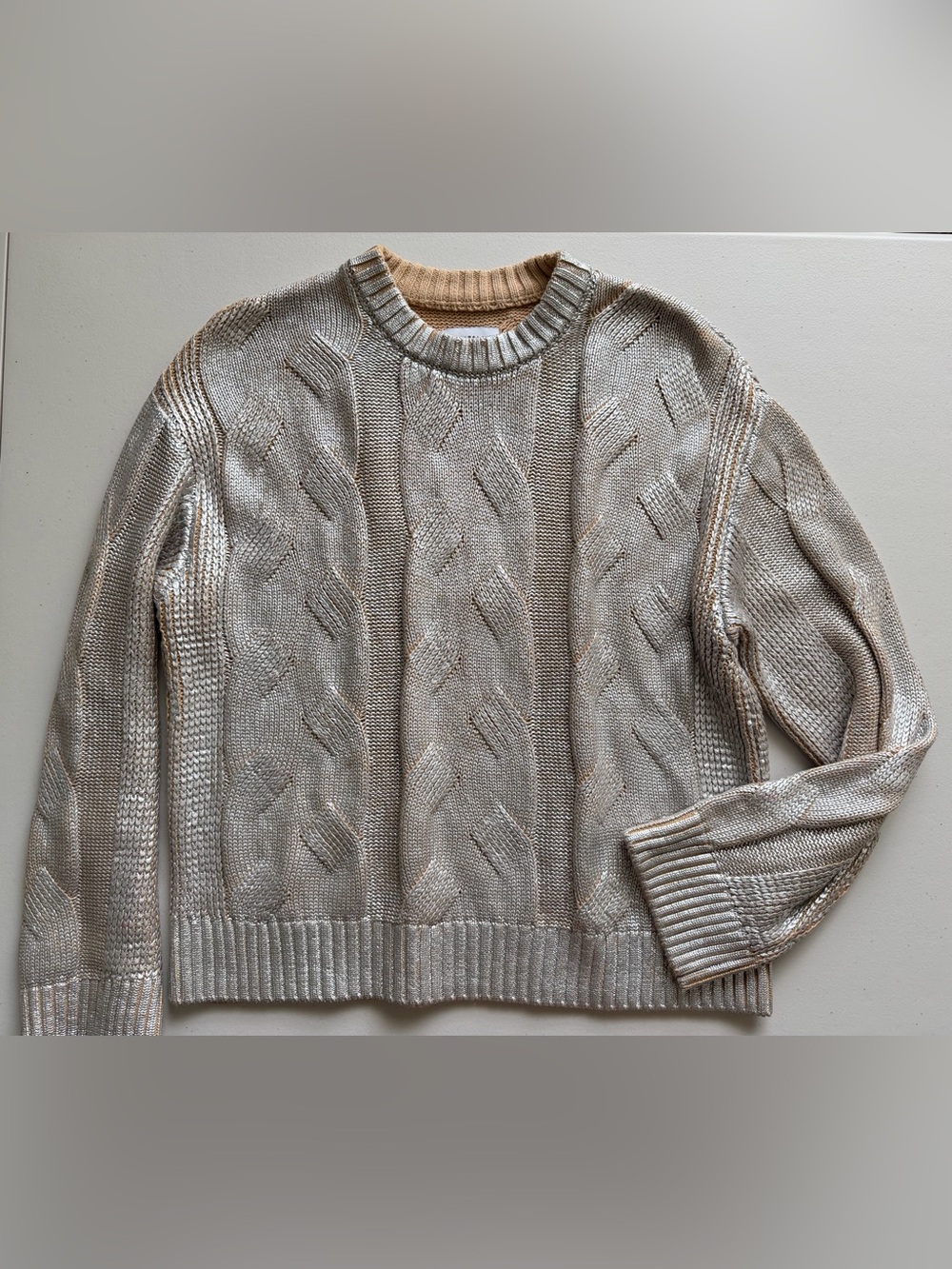 Pistola Everly Metallic Cable Knit Sweater Gilded Castle Size S